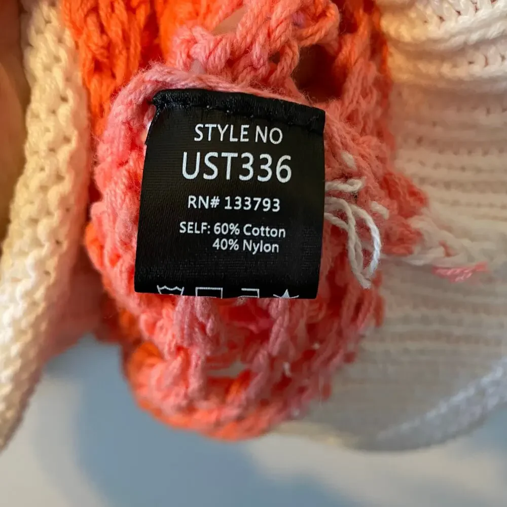 POL Flower Open Knit Crochet Sweater Daisy orange sz S - Picture 14 of 14